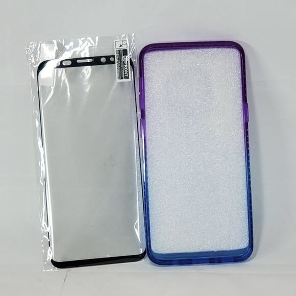 Nagbee Liquid Glitter Case with Tempered Glass for Samsung Galaxy S9 Purple Blue - Picture 3 of 4